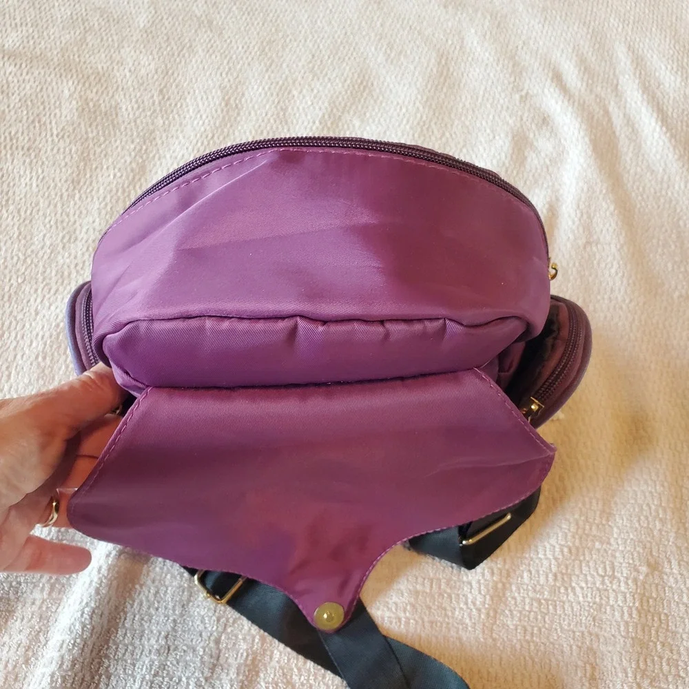 Kids/ teens Purple Owl Animal Backpack Whimsical Nylon Faux Suede Small Bag